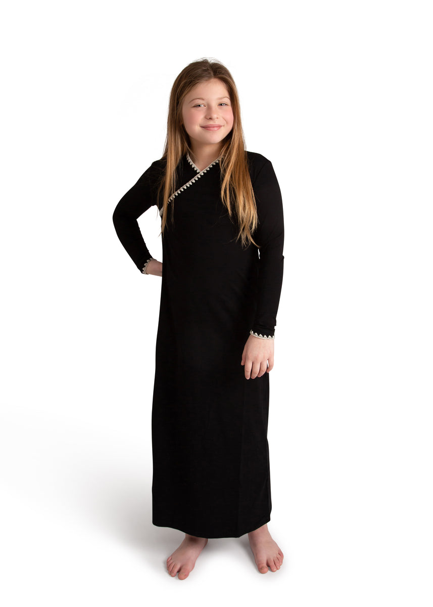 Nightgown For Kids | Wrap With White Stitching Nightgown – Cindy & Bella