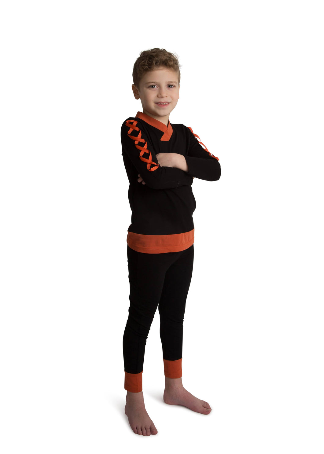 Pajamas For Kids | Black & Rust Classy Soft Cotton Crisscross